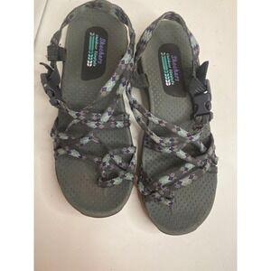 Skechers Lifestyle Womens Sandals Strappy Buckle up Blue Gray Size 8.5